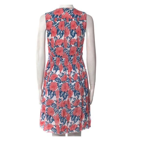 Anthropologie Roller Rabbit Hibiscus Floral Print Mini Dress Blue Red Size XS - Picture 2 of 10